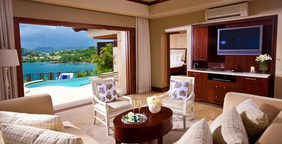Honeymoon Luxury Oceanview Club Level (LO) | Sandals La Toc, St Lucia |  Full Room Tour & Review 4K - YouTube